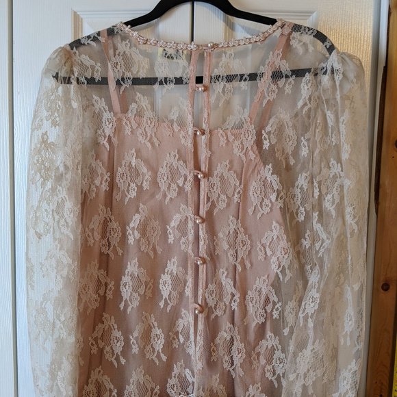 Gorgeous vintage lace, embroidered gown sz 10, Benee by Lori Ann MFG - Picture 7 of 16